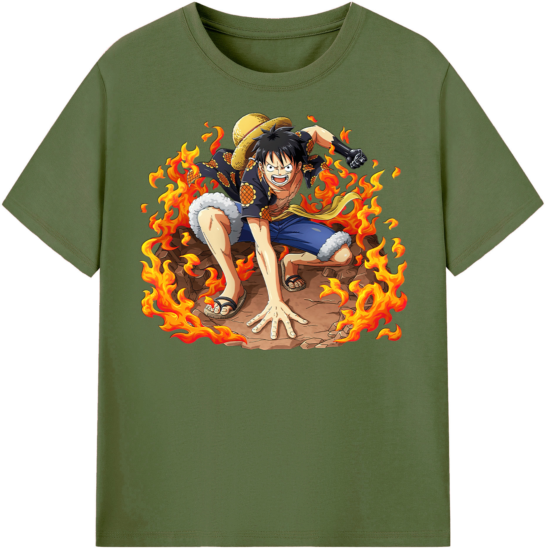 ワンピース モンキー・D・ルフィ ONE PIECE Monkey D. Luffy 綿100％半袖Tシャツ（フロントプリント）